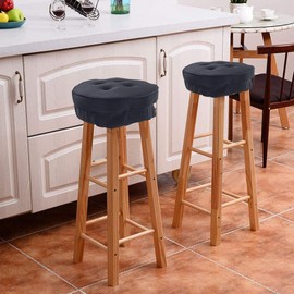 Big Hippo Bar Stool Cushion,Thicken Memory Foam Round Bar Stool Cover Non-Slip Backing Chair Cushion Pad with Elastic Band 12inch Black