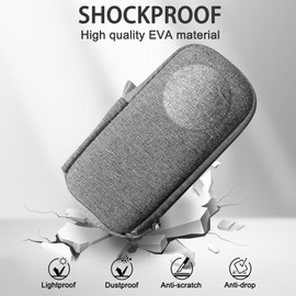 FitStill Portable Carrying Gray Stripes Case Storage Bag for Insta360 X2 / X3 Action Camera Water resistance Mini Protective Hard PU Shell Box Hard Shell Travel Storage Case Accessories