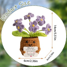 Aruigu Gifts for Women, Girlfriend, Gifts for Mum, for Sisters, Positive Potato, German Replacement Series, Crocheted Gifts, Inspirational Gifts for Colleague Wife, Forget-Me-Not Purple, 10 cm