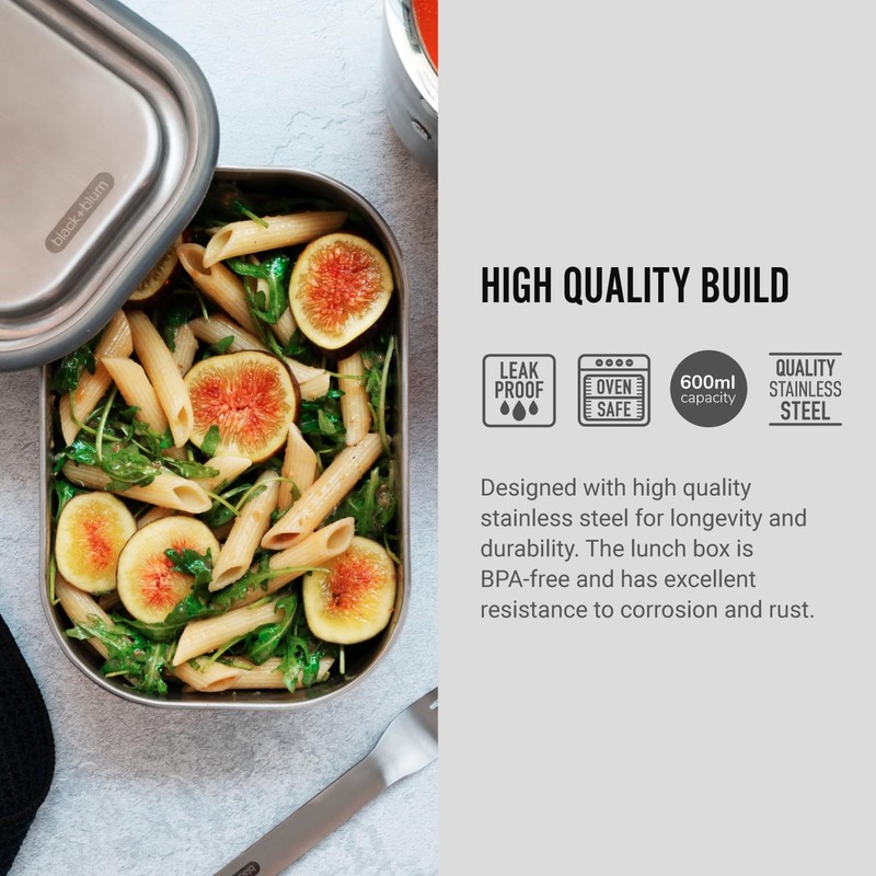 Black+Blum Stainless Steel Lunchbox, Orange, 600 ml