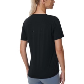 THE GYM PEOPLE Womens Short Sleeve Workout T-Shirts Stretchy Lightweight Crewneck Athletic Running Lounge Tee Tops Black