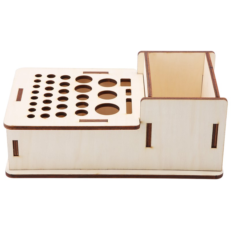 Multi Hole DIY Craft Tool Storage Wooden Holder Basswood Leather