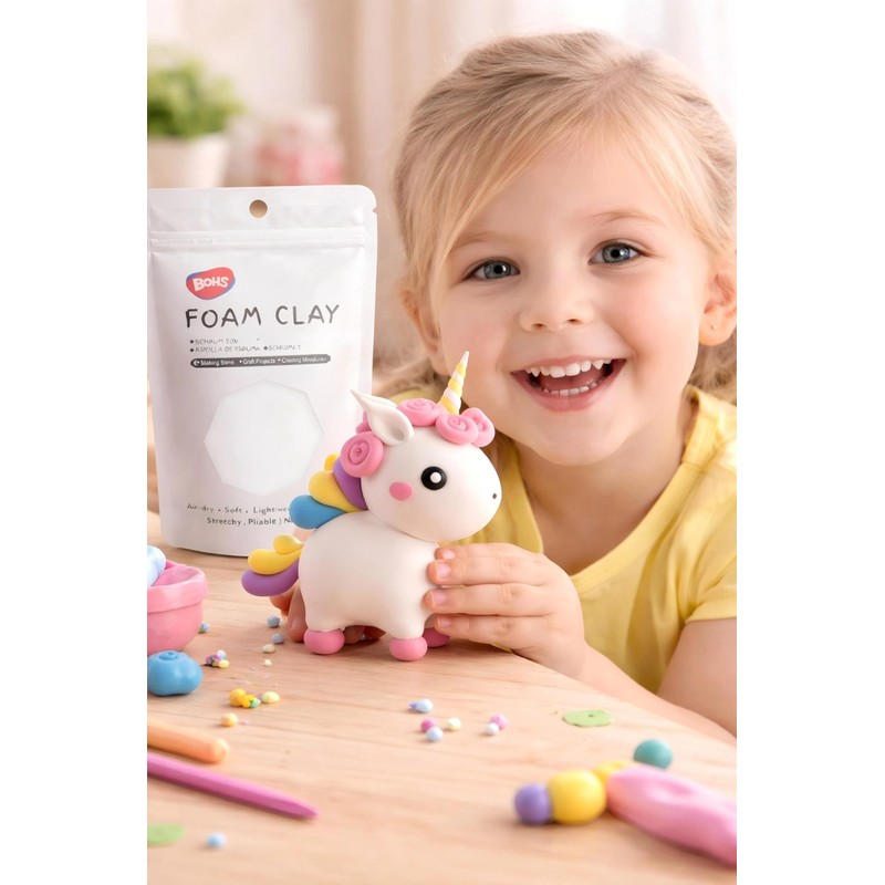 BOHS White Foam Clay - Squishy,Soft, Air Dry -for School