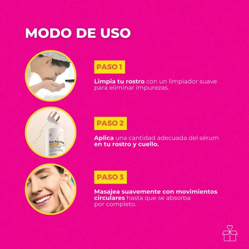 Serum de Arroz y Ácido Hialurónico, Reduce Poros y Aclara