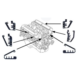 1986-1993 Mustang 5.0 Engine Spark Plug Wiring Clips and Separators - 6pc