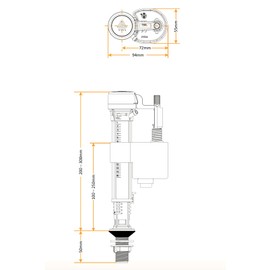 Adjustable Bottom Entry Toilet Fill Valve with ½ UK Plastic Threads - Cistern Fill Valve with Delayed Fill, Quiet Operation, Telescopic Height 8"-12" & Water Saving Filter - Plastic Thread