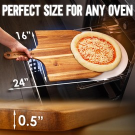 KitchenStar 16-Inch Acacia Wood Pizza Peel – Extra Large Wooden Cutting & Serving Board with Handle – Natural Oil Finish – Ideal Pizza Oven Accessory for Easy Sliding & Prep