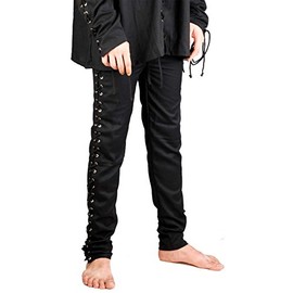 ThePirateDressing Medieval Renaissance Pirate Gothic Death Pants Costume [Black] (XX-Large)