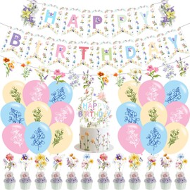 Wildflower Party Supplies ,Wildflower Birthday Party Decorations,Floral Baby Shower Party Supplies for Girls First Birthday Spring Floral Wedding Party Decorations