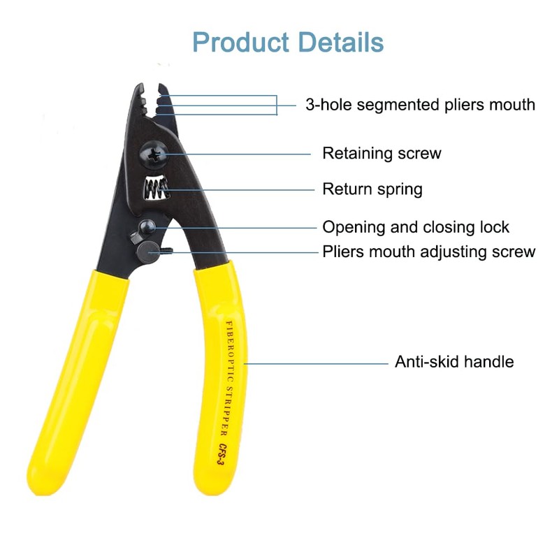 2pcs CFS-3 Fiber Optic Wire Stripper, Three Hole Wire Stripper