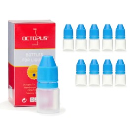 Octopus 10 x 3 ml mini dropper bottles for colors, serum etc., squeeze bottles with blue drip closure