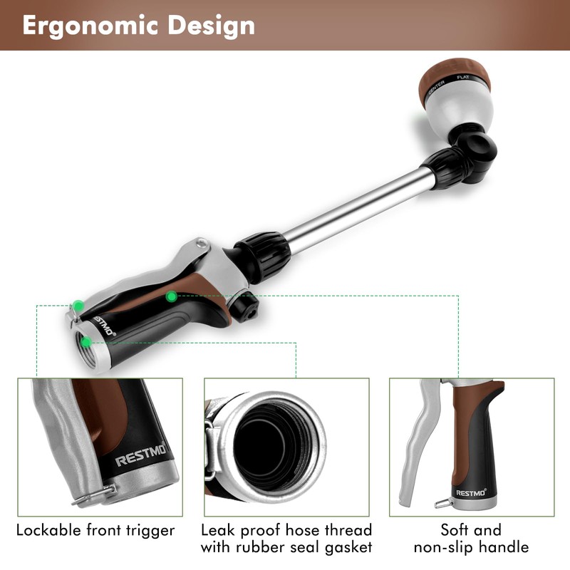 RESTMO Metal Watering Wand, Heavy Duty Garden Hose Wand with