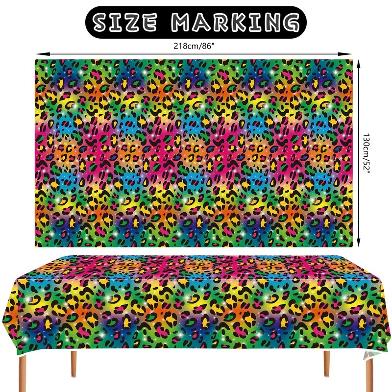 LSJDEER 4 Pack Rainbow Cheetah Party Tablecloth - Rainbow Leopard