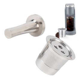 Refillable Coffee Pod, Stainless Steel Reusable Coffee Pod 3 Hole Reusable Coffee Capsule with Hammer Brush Spoon Fit for CFP201 CFP301 Dual Brew Pro