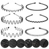 KELUBATU Metal Headbands for Man, Unisex Black Wavy & Smooth