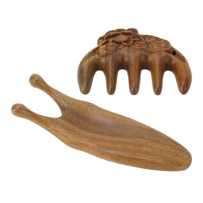 Sandalwood Nose Guasha Massage Tool Five Tooth Scalp Meridians Scraping