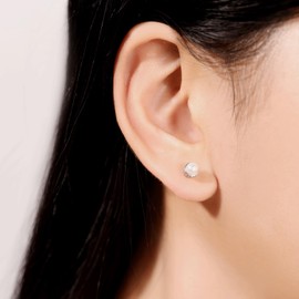 YAMI 925 Sterling Silver Pearl Earrings with Screw Back, Freshwater Cultured Pearls White Gold Plated Earrings Studs for Women Men