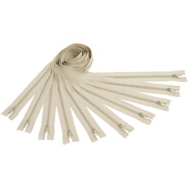 Aerzetix - C63489 - Set di 10 Cerniere Lampo a Spirale N°3 Non separabile 45cm in Nylon - cursore autobloccante in Metallo - Colore Beige Chiaro - Abbigliamento Cucito Pantaloni merceria