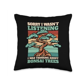 Bonsai Tree Plant Tools Care Kit Set Gifts Ideas Was Thinking Trees Indoor Penjing Bonsai Throw Pillow, 16x16, Multicolor