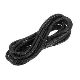 sourcing map Braided Leather Cord, Round Leather Bolo Tie String Rope for Crafts, Jewelry Making, Necklace, Bracelets, 5mm x 2m, Black