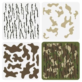 FINGERINSPIRE 3 Pcs Layered Camo Stencils 11.8x11.8 inch - Reusable Camouflage Pattern Stencil