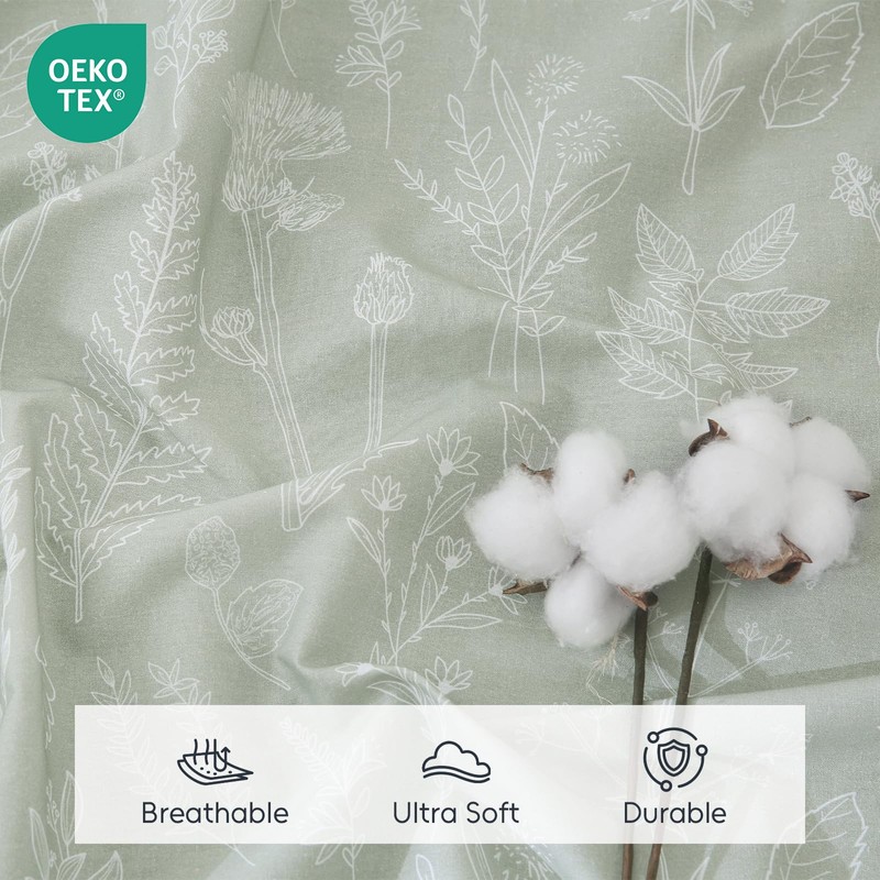 Homilay 100% Natural Cotton Percale Sheets Set,King Size 4 PC,