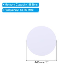 PATIKIL 5pcs NFC Sticker NFC216 Tag Sticker 888 Byte Memory Full Programmable Blank Round 25mm Diameter NFC Tags for Phone NFC Enabled Devices White