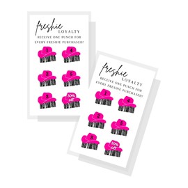 Freshie Loyalty Cards with Fringe Cowgirl Hats | 50 Pack | 2" x 3.5" inches Business Card Size | Freshies Supplies | Customer Loyalty | White Card with Pink Hats