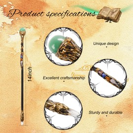 Rich Boxer Fine Handcrafted Crystal Magic Wand Green Aventurine Gemstone White Crystal Magic Wand for Witches and Wizards