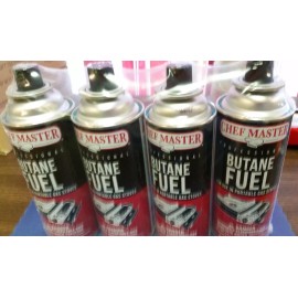 Chef Master BUTANE FUEL, 8 oz FUEL CARTRIDGE CANS (FOUR CANS PER ORDER), FOR PORTABLE STOVES