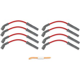 MSD Super Conductor, juego de cables de bujía, chaqueta roja, 40-50 OHMS por pie, ángulo de capuchón multiángulo, diámetro de 8.5 mm, longitud de 12 pulgadas, compatible con motores de camiones LS1 de