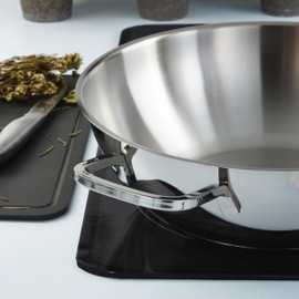 Berghoff Helix 12in Wok Pan 5.6qt. Recycled 18/10 Stainless Steel Stay-cool Handle Induction Pan Fast Heating Oven Safe