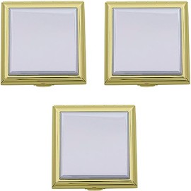 Stephanie Imports Set of 3 Double Sided Magnifying Square Compact Mirrors with Dual Color Finish (Gold & Silver)