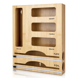 Jitner NEW! Storage Bag Organizer with Foil and Plastic Wrap , Bamboo