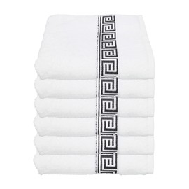 Julie Julsen Pack of 6 Hand Towels, Chemical-Free, 600 g/m², White/Black, 50 x 100 cm, 100% Cotton, Oeko Tex Std 100 Certification, Soft and Absorbent, Machine Washable