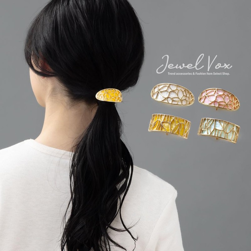 JewelVOX Hair Accessories, Square, Oval Watermark, Pony Hook (Square, White)