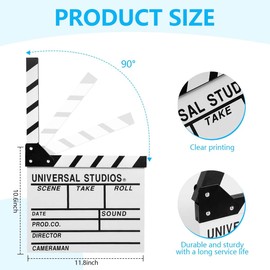 KISEER 12"x11" Movie Film Clap Board Wooden Movie Clapboard Film Clapper Board (White)