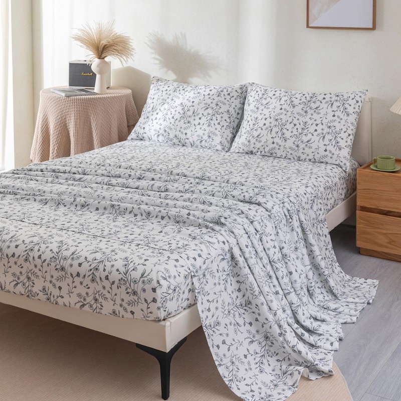 Jessrydo Floral Bed Sheets King Size 18” Deep Pocket King