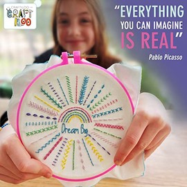 10 patrones de bordado preestampados para principiantes, kit de bordado para niños y niñas, kit de costura para principiantes, punto de cruz, costura perfecta para edades de 7 a 13 años