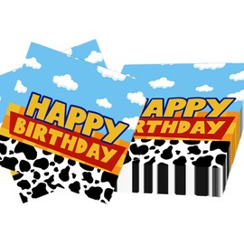 Tyotrbs Story Party Paper Napkins Inspire Game Party Napkins Supplies Decorations Cow Print Themed Blue Cloud Disposable Napkins Cartoon Theme Dinner Napkins for Birthday (Blue)