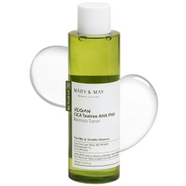 Mary&May Vegan CICA Tea Tree AHA PHA Blemish Toner - Oil Control and Skin Soothing Exfoliating Face Toner