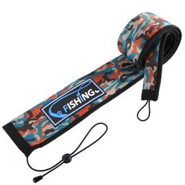 KPEPIX Lightproof Neoprene Fishing Rod Sleeve - Fishing Rod Cover for Storage & Transportation - Puncture Resistant Rod Sock for Casting, Trolling, Spinning Rods (Orange Camo, 65in)