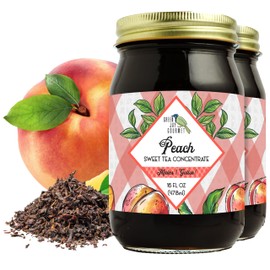 Green Jay Gourmet Peach Sweet Tea Concentrate - All-Natural Black Tea - Easy to Prepare & Makes 1 Gallon - Handcrafted in the USA in a Pint Mason Jar - Ideal for Parties & Gatherings - 2 x 16 Ounces