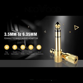 GMCELL Audio Adapter 6.35mm to 3.5mm Aux: Gold Plated Stereo 1/4 Inch to 1/8-inch TRS Converter