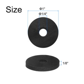 QUARKZMAN Pack of 16 Rubber Washers Rubber Spacers 25.4 mm OD 6.4 mm ID 3.2 mm Height Round Rubber Spacer Sleeves Rubber Bushing Eyelets Thick Rubber Washers for Home Car Accessories Black