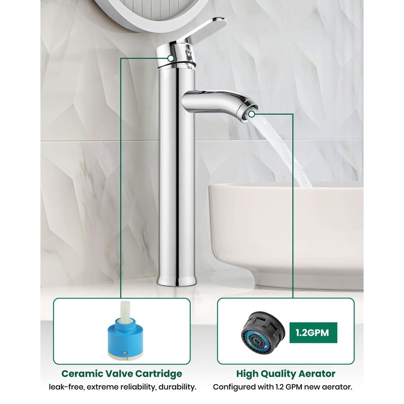 gotonovo Vessel Sink Faucet Modern Tall Bathroom Faucet Single Handle