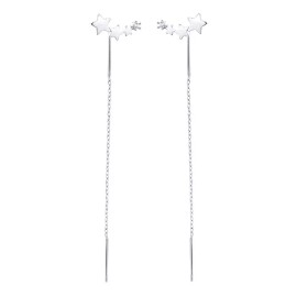 ZARD Star Threader Earrings with CZ Accent in 925 Sterling Silver