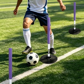 TNZMART Basketball Tumbler Training Pole Soccer Agility Poles Foam Padded Spring Loaded for Basketball Football Practice Drill Speed (Purple 4, 1.9 FT)