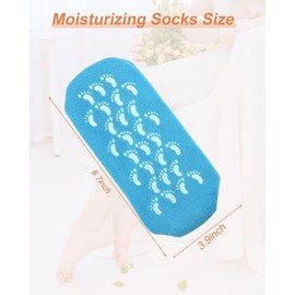 Blue and Pink Moisturizing Socks - 2 Pairs for Women's Dry, Cracked Feet - Silicone Spa Socks with Foot Care and Heel Protection
