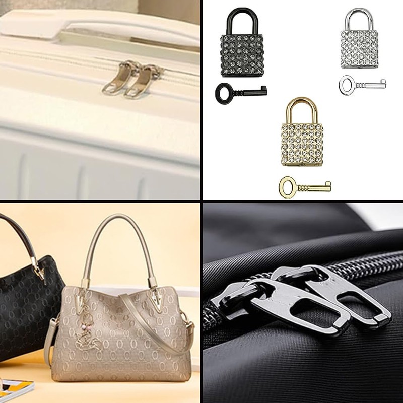 2-Pack Bling Square Padlock Mini Square Lock Decorative Padlock Luggage